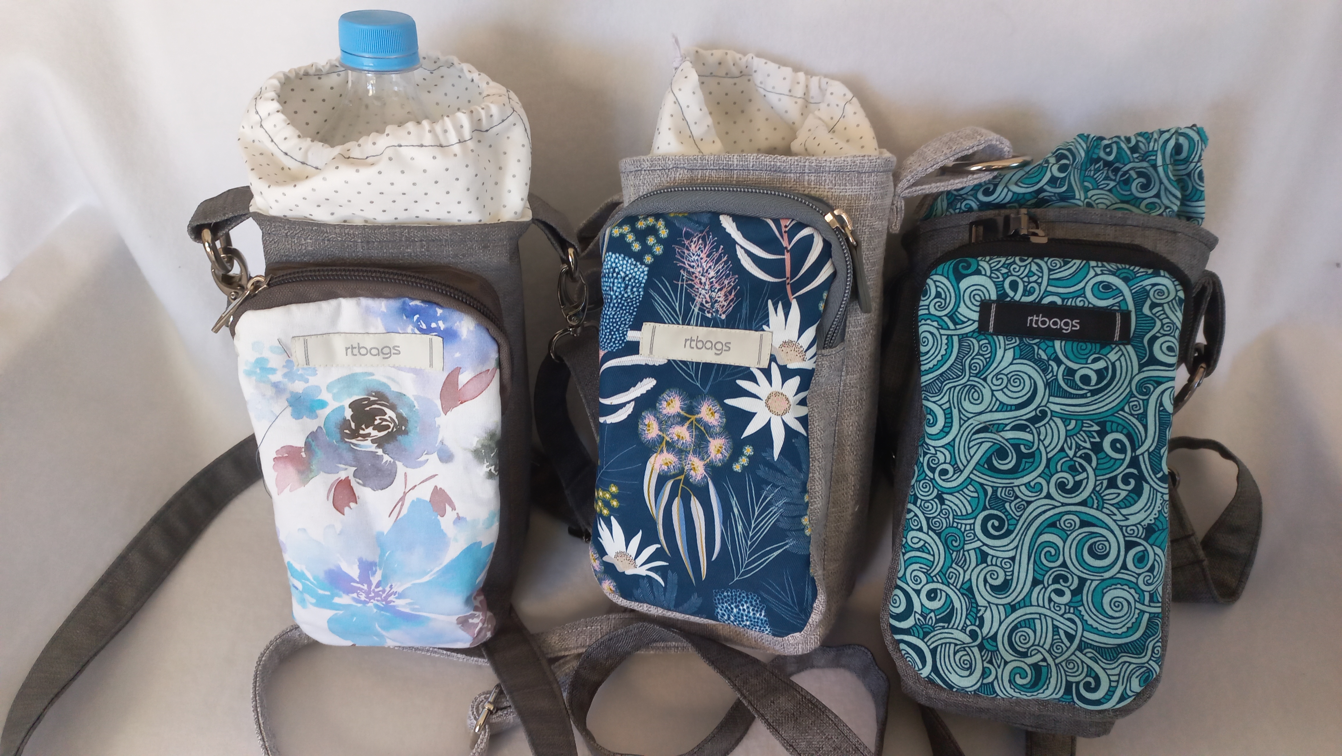 Wanda, water bottle & mobile phone